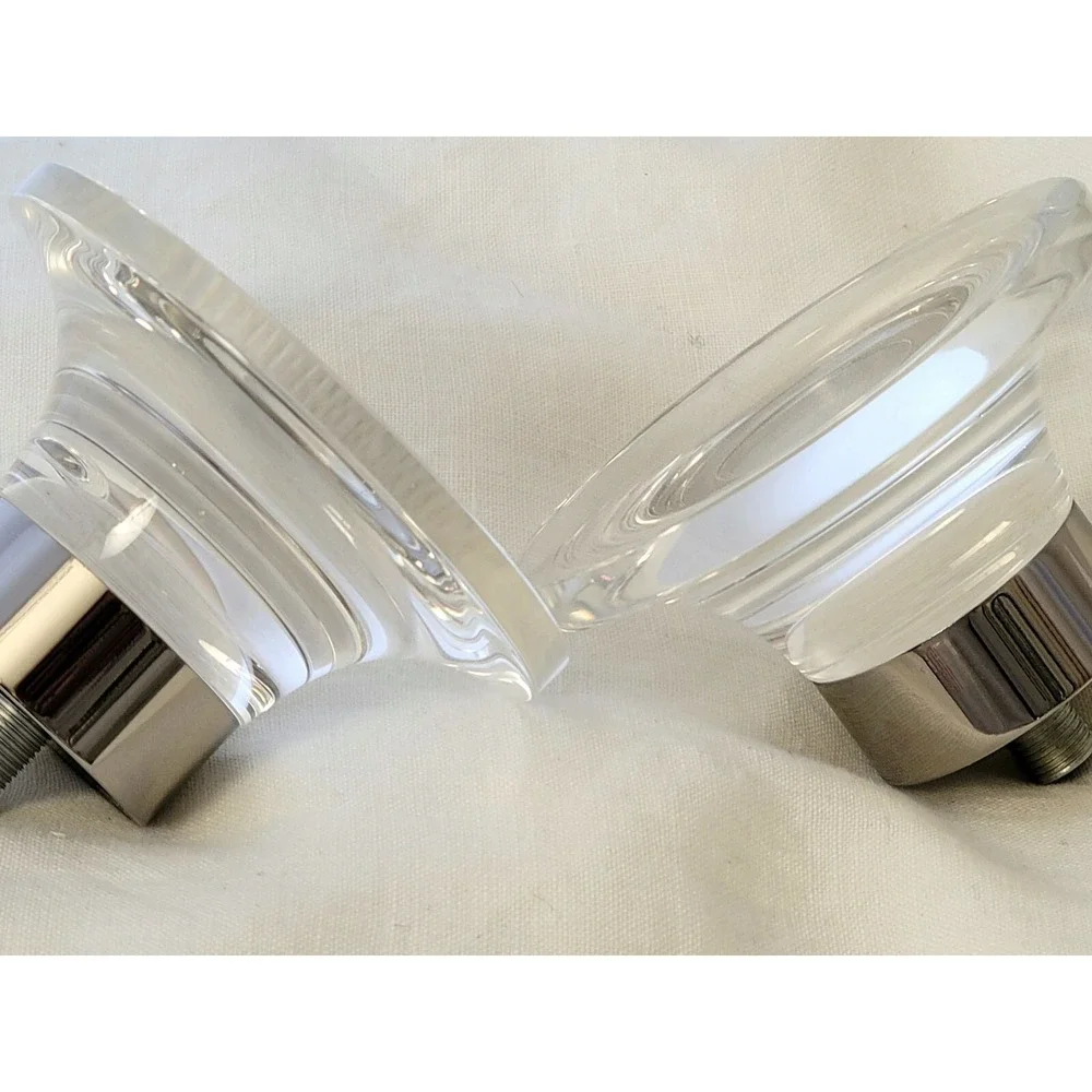 pair of Restoration Hardware Bayonne chrome finish crystal glass finials new